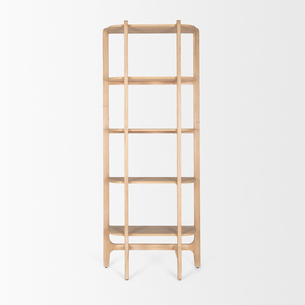 Light Brown Solid Wood Open Bookshelf. Picture 7
