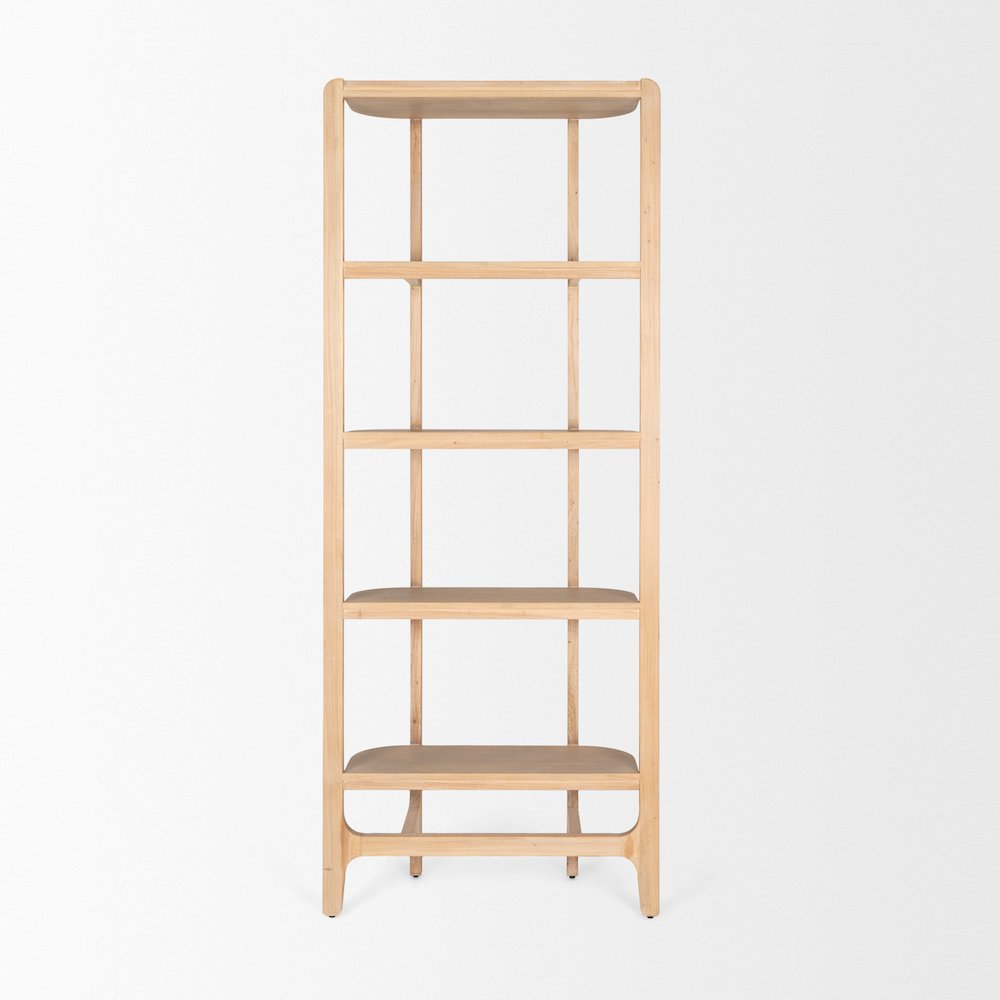 Light Brown Solid Wood Open Bookshelf. Picture 9