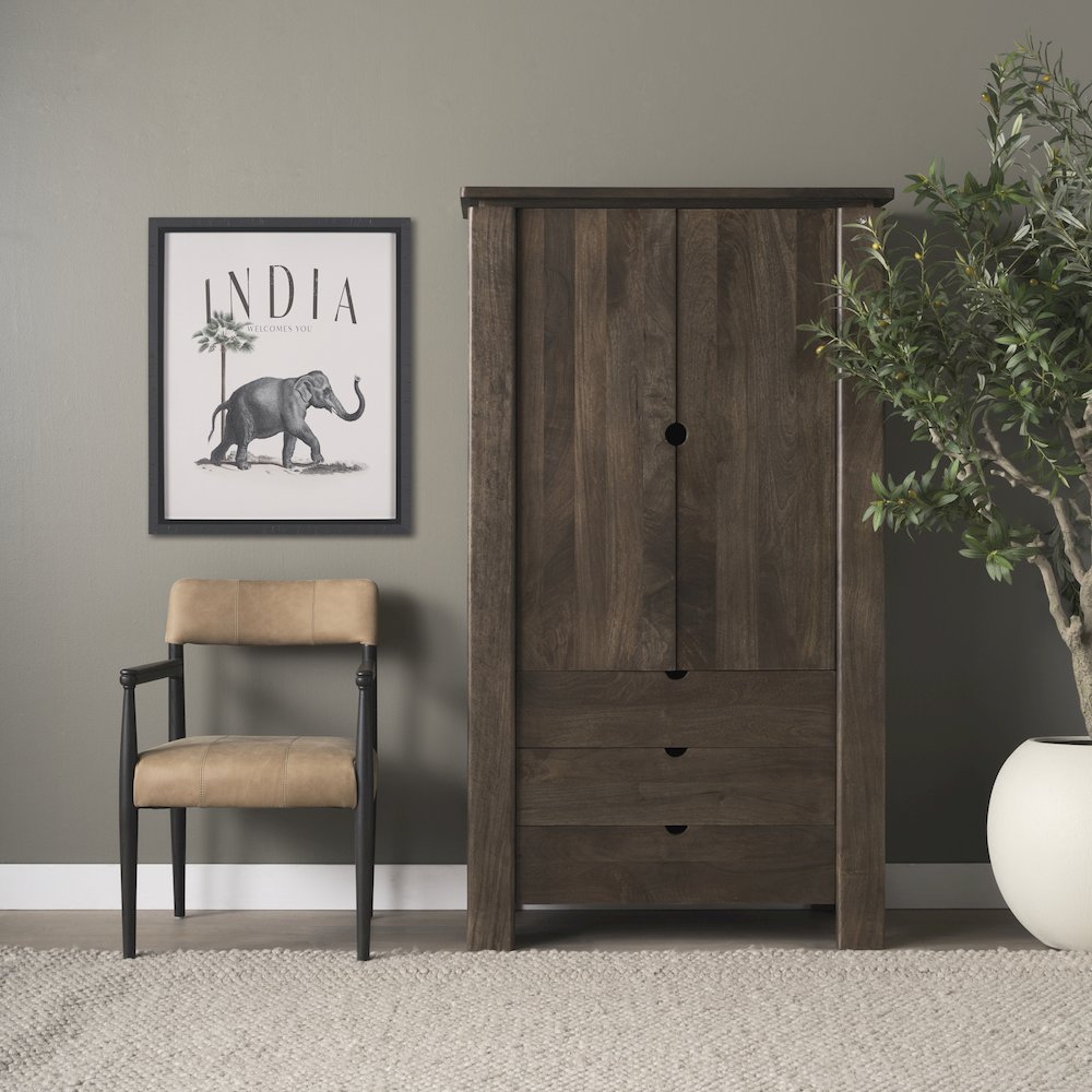 Solid Dark Brown Wood Curio Cabinet. Picture 5