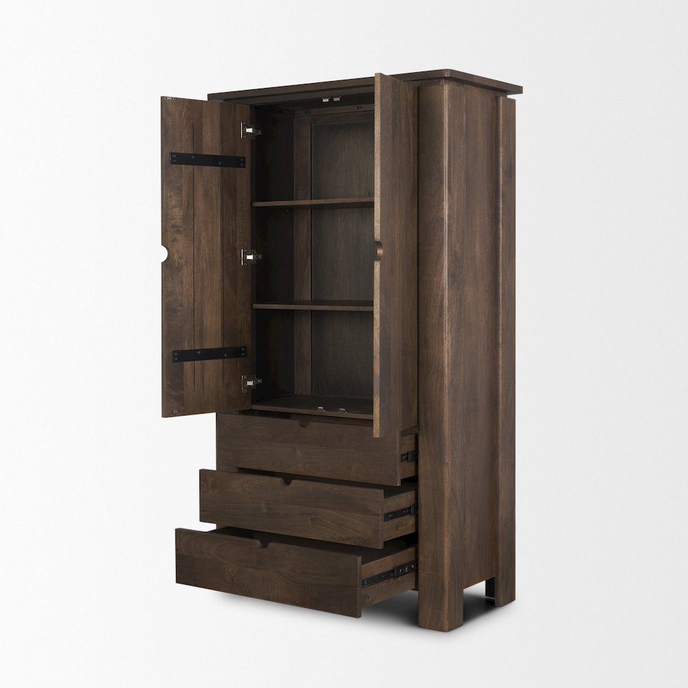 Solid Dark Brown Wood Curio Cabinet. Picture 11
