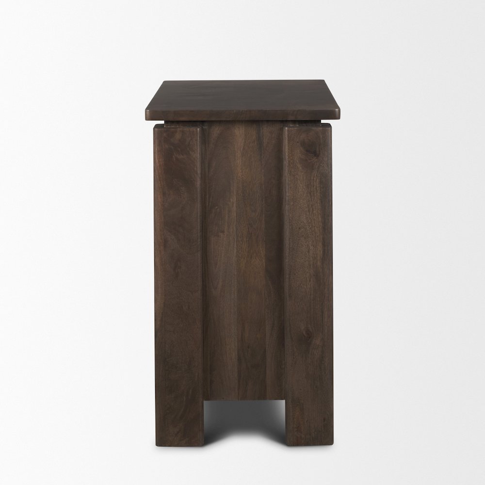 Solid Dark Brown Wood 3 Drawer Accent Cabinet. Picture 6