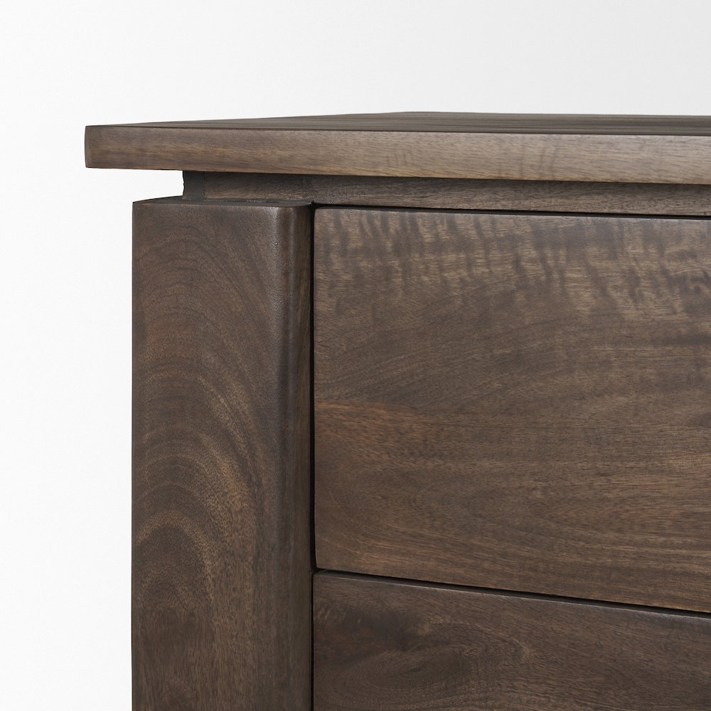 Solid Dark Brown Wood 3 Drawer Accent Cabinet. Picture 10