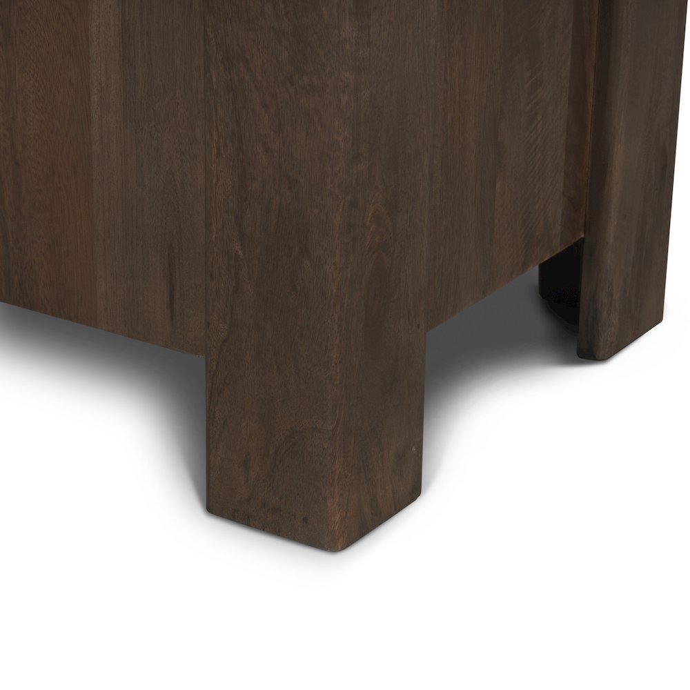 Wallen 2 Door Solid Dark Brown Wood 3 Drawers Sideboard. Picture 3