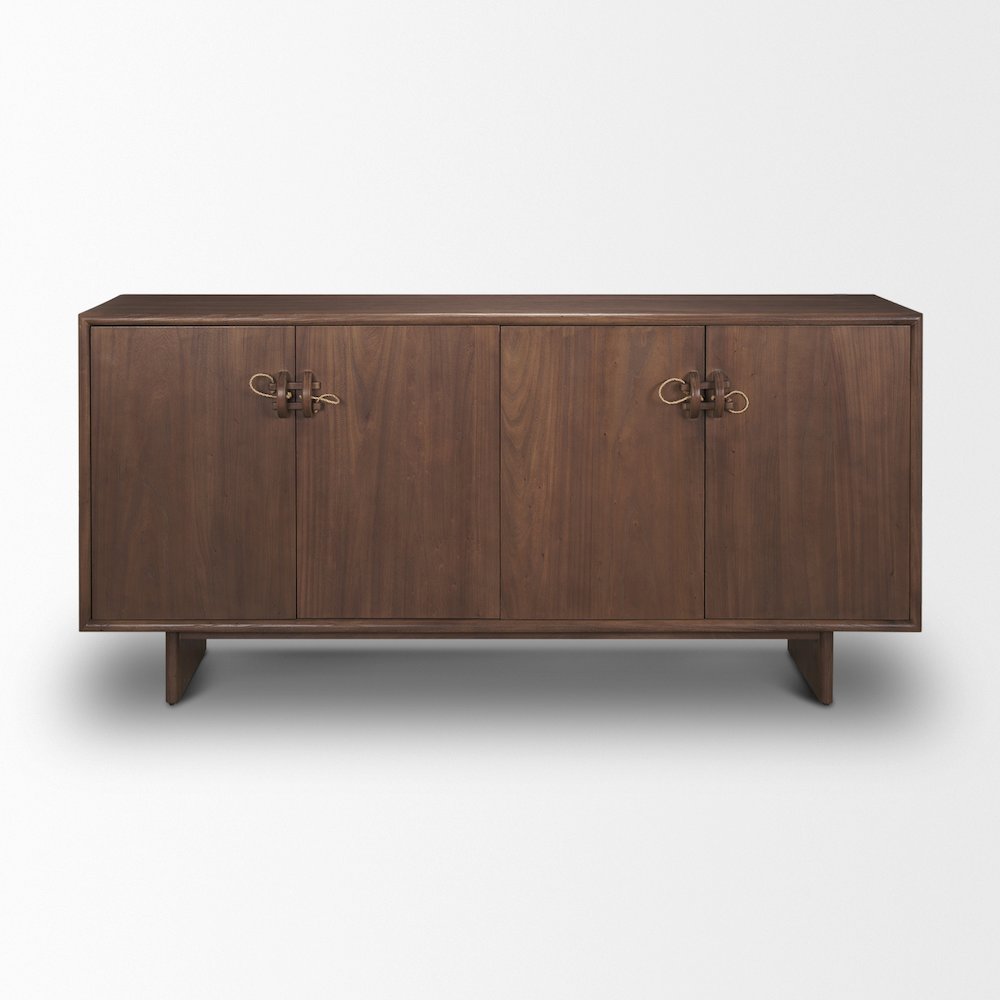 Varenna 4 Door Dark Brown Wood Rope Handles Sideboard. Picture 6
