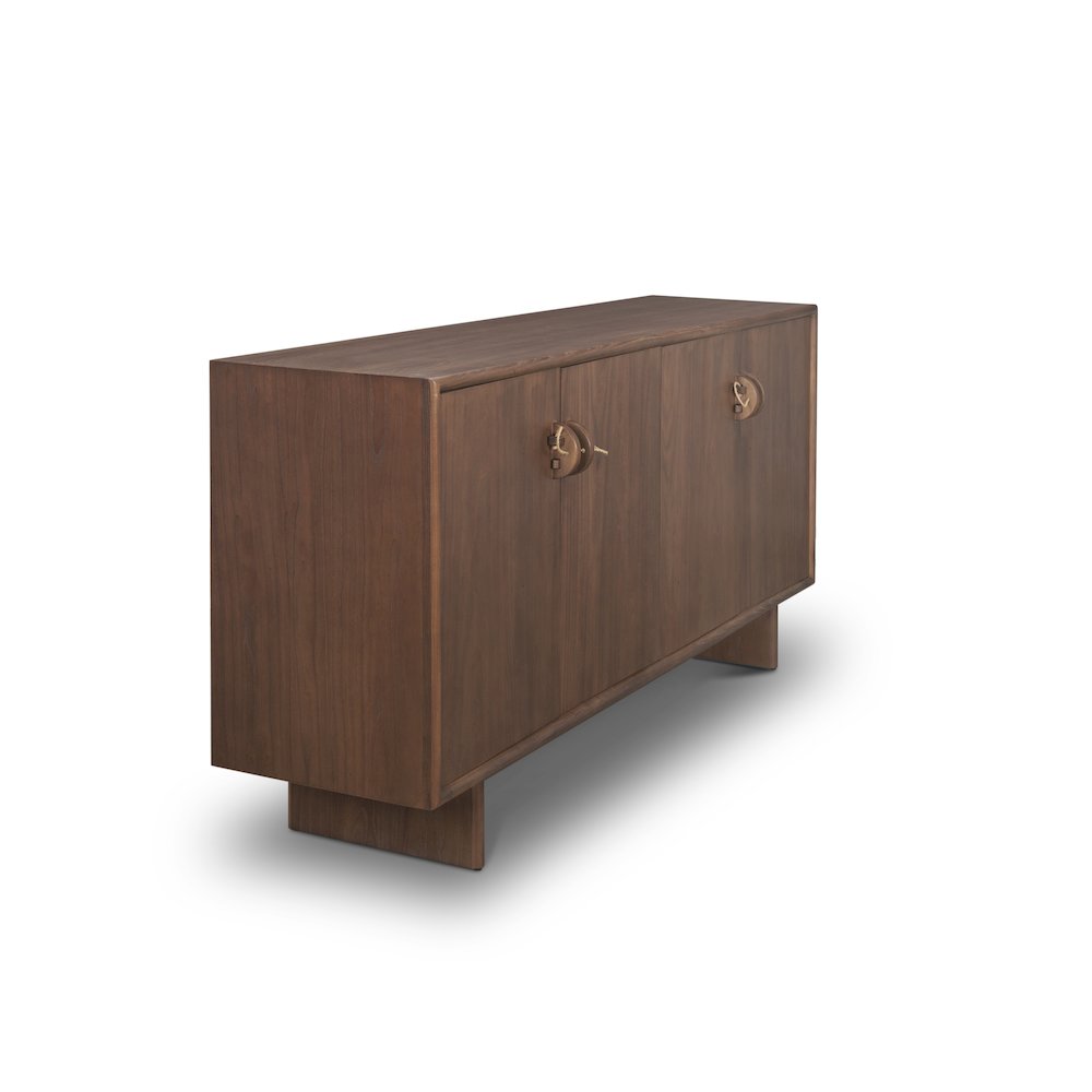 Varenna 4 Door Dark Brown Wood Rope Handles Sideboard. Picture 9