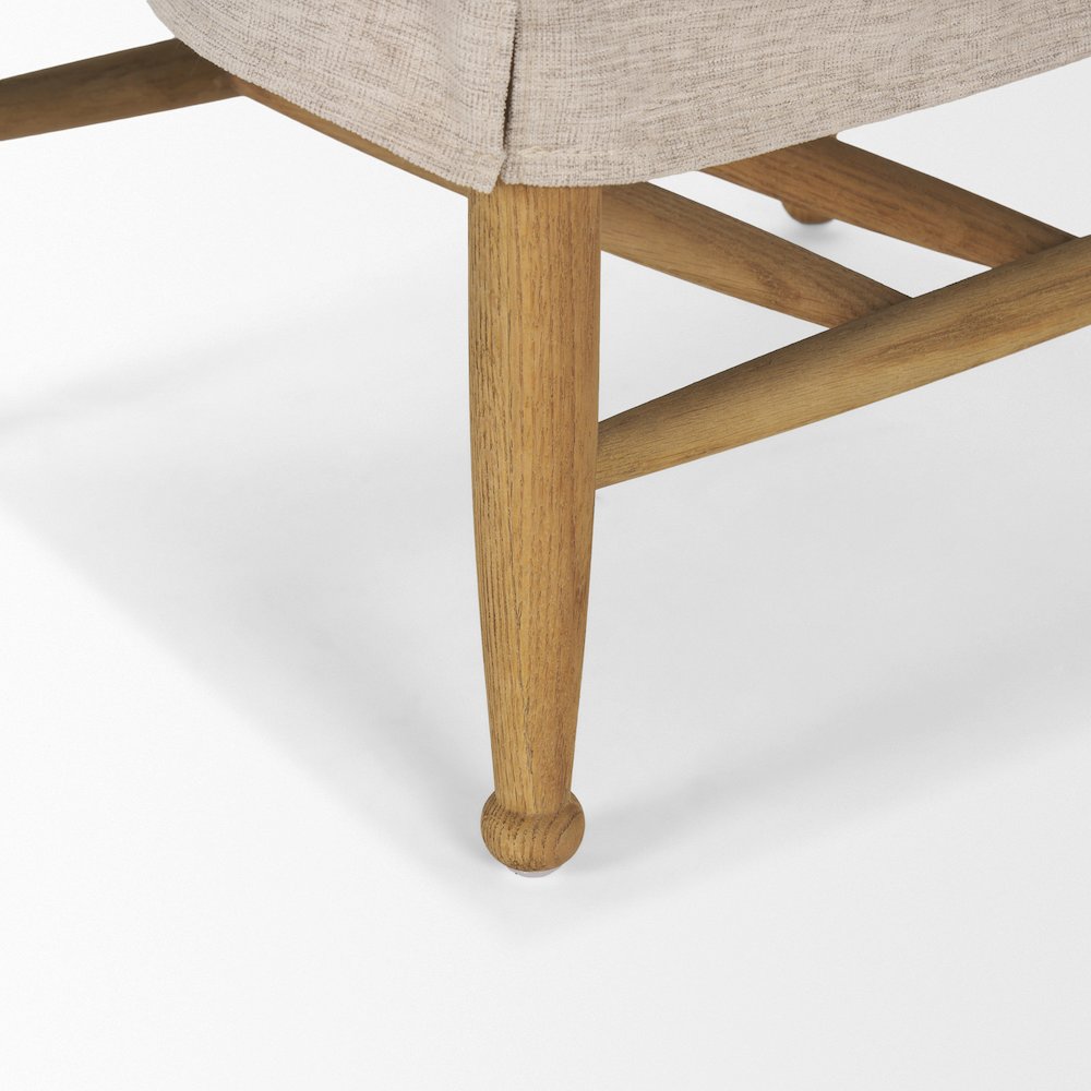 Oatmeal Performance Fabric Oak Wood Dining Chair. Picture 3