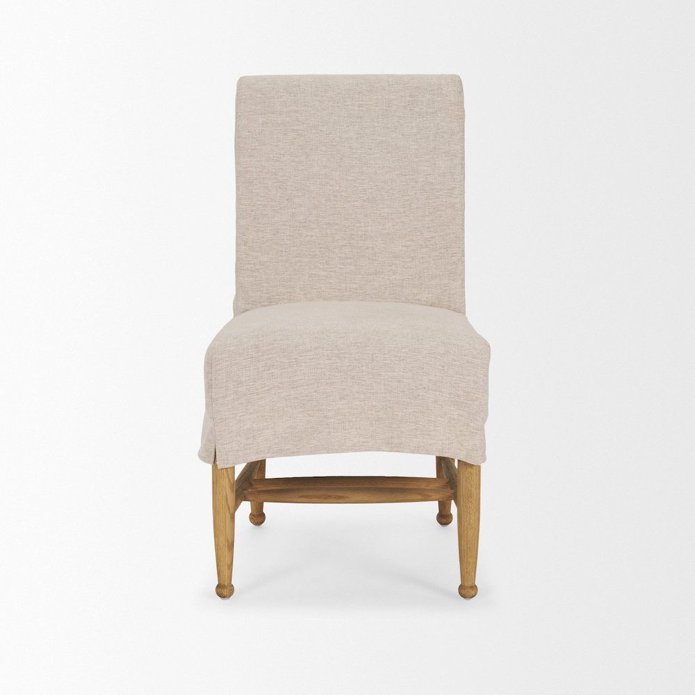 Oatmeal Performance Fabric Oak Wood Dining Chair. Picture 5