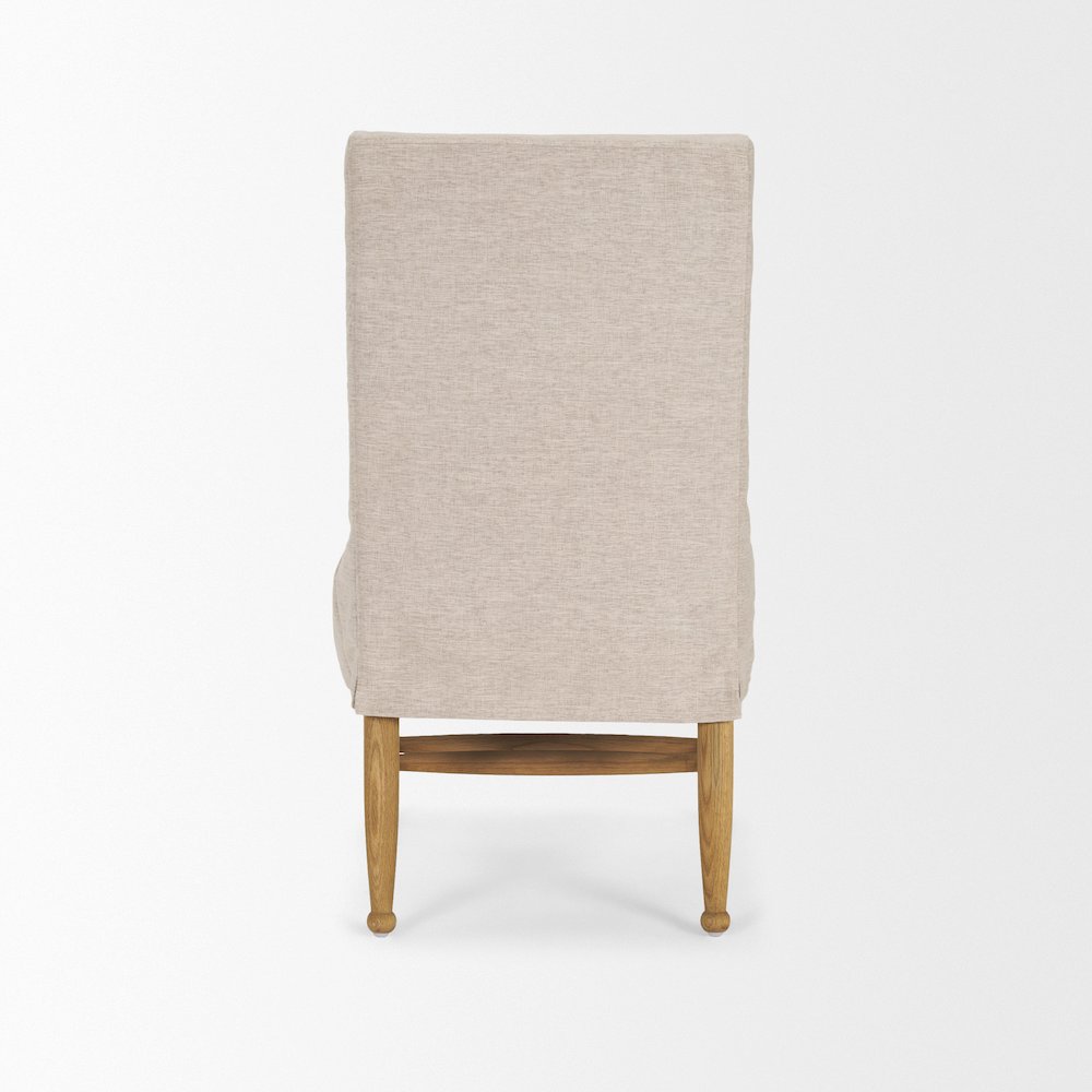 Oatmeal Performance Fabric Oak Wood Dining Chair. Picture 7