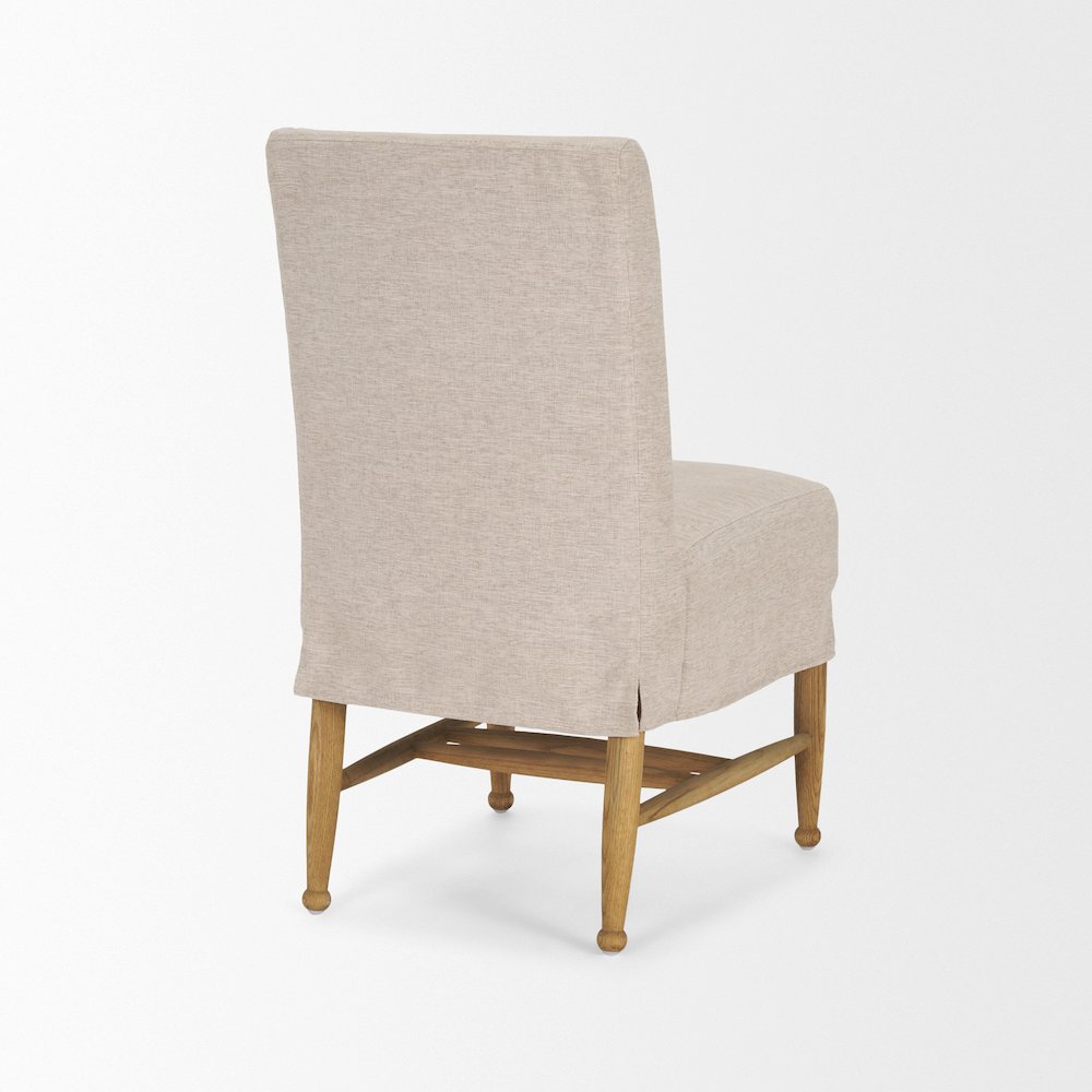 Oatmeal Performance Fabric Oak Wood Dining Chair. Picture 8