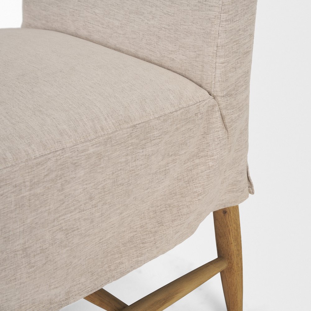 Oatmeal Performance Fabric Oak Wood Dining Chair. Picture 11