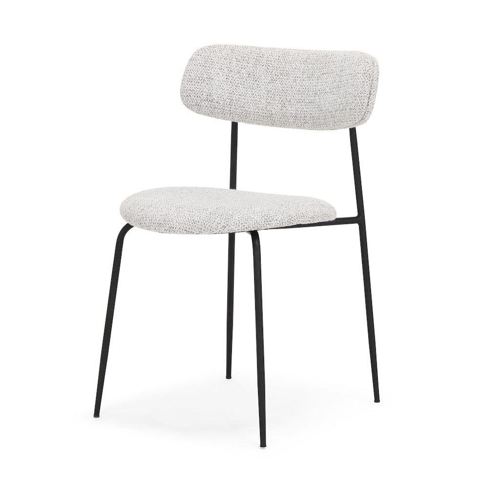 Matte Black Metal Gray Fabric Dining Chair. Picture 1
