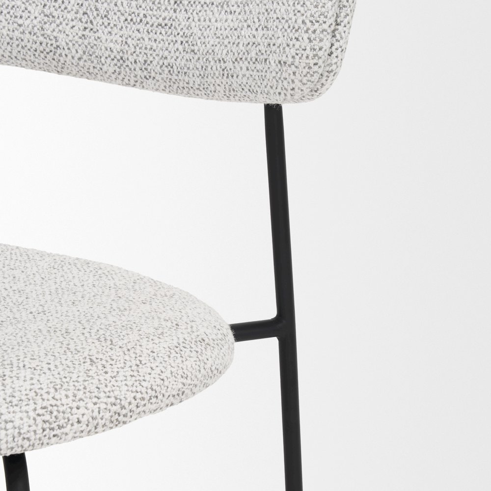 Matte Black Metal Gray Fabric Dining Chair. Picture 2