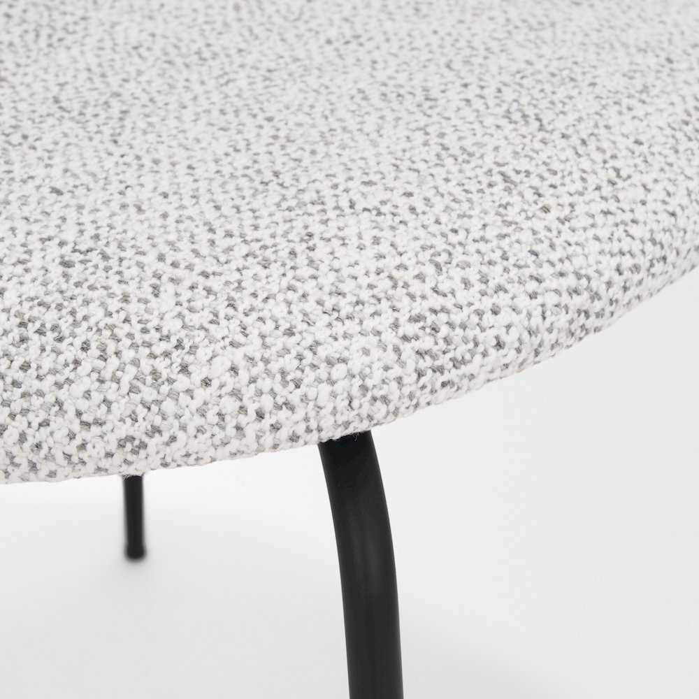 Matte Black Metal Gray Fabric Dining Chair. Picture 3