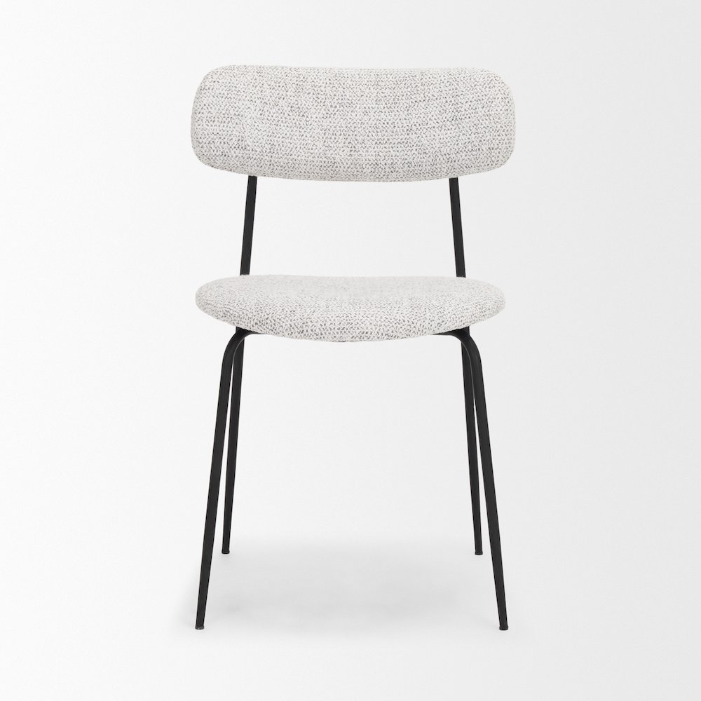 Matte Black Metal Gray Fabric Dining Chair. Picture 7