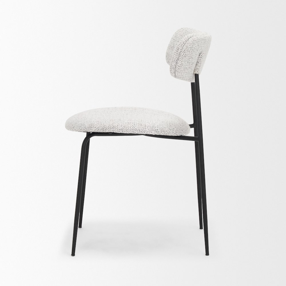 Matte Black Metal Gray Fabric Dining Chair. Picture 8
