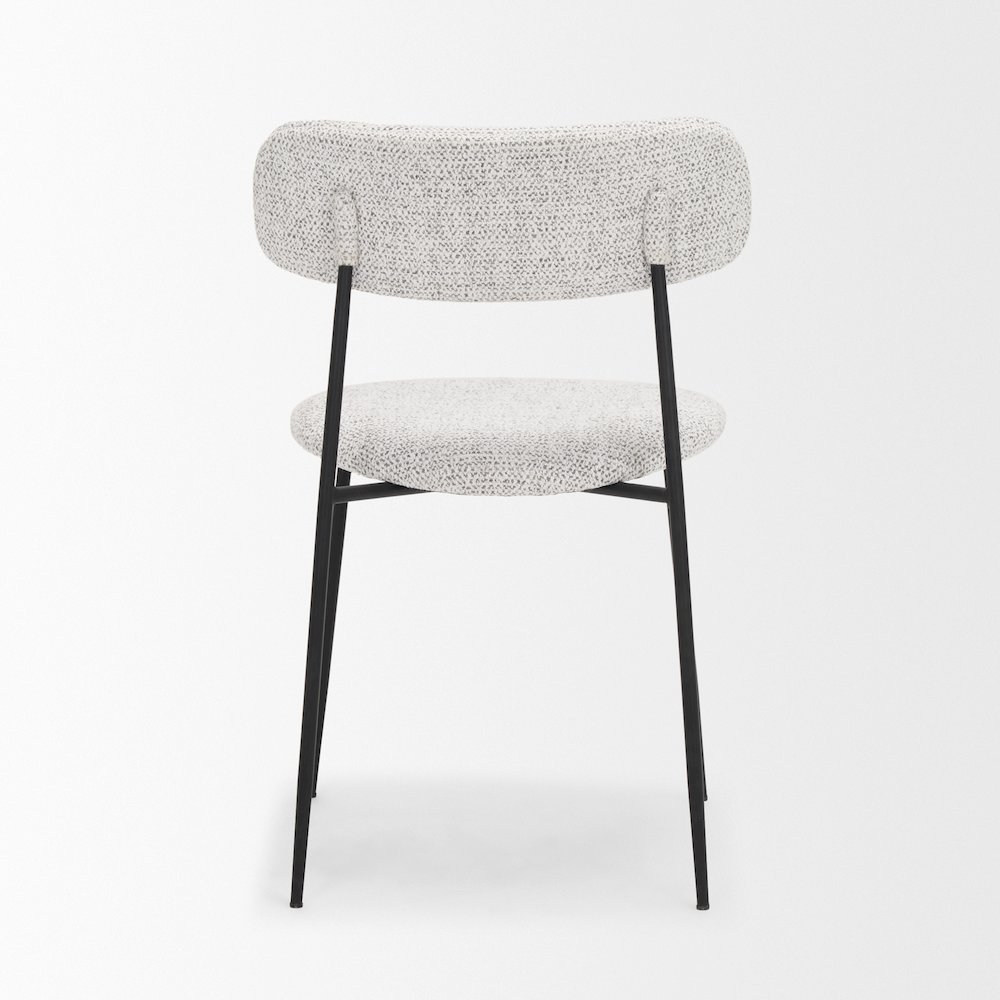 Matte Black Metal Gray Fabric Dining Chair. Picture 9