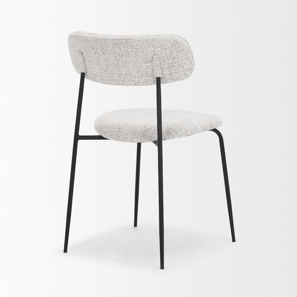 Matte Black Metal Gray Fabric Dining Chair. Picture 10