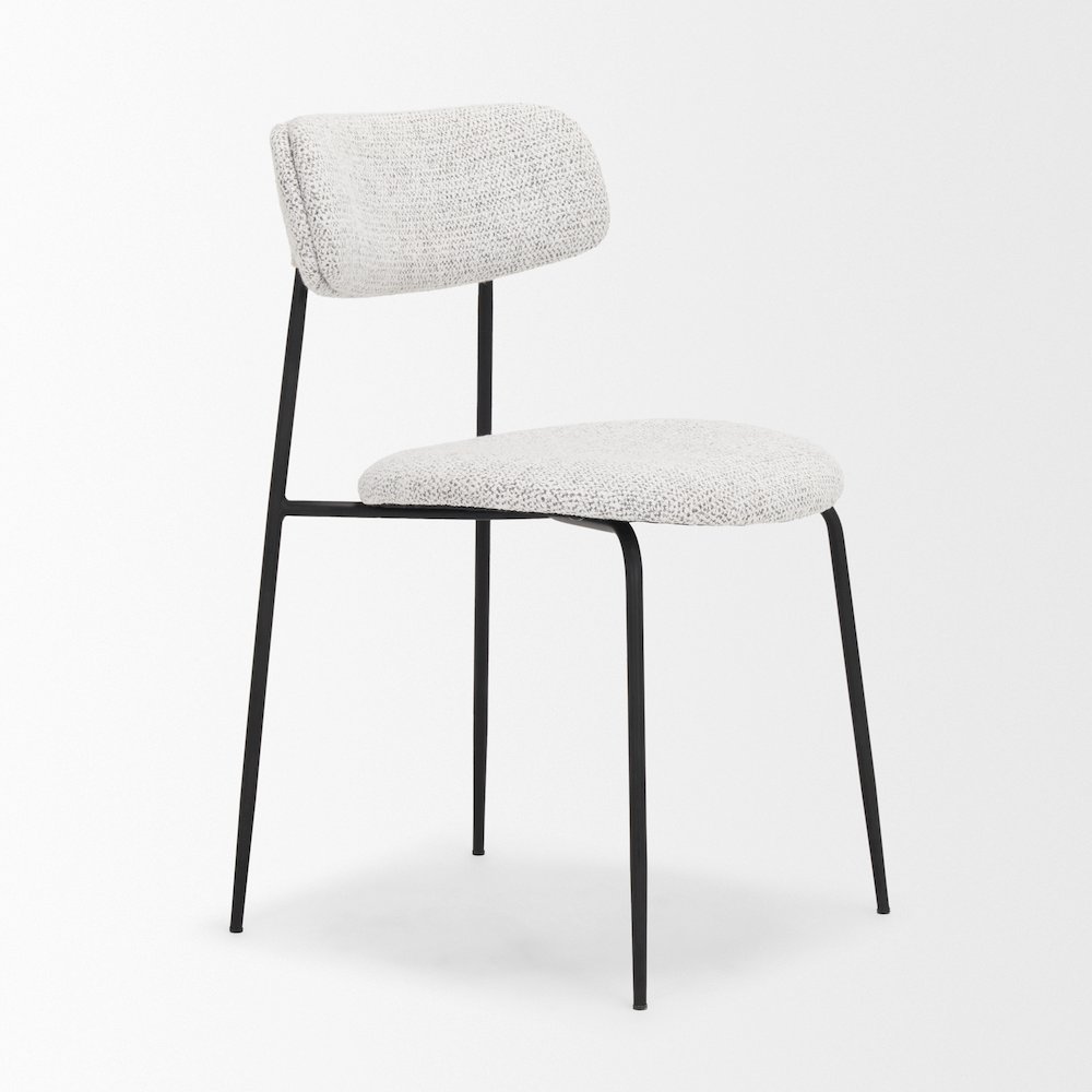 Matte Black Metal Gray Fabric Dining Chair. Picture 11