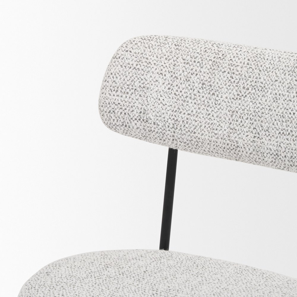 Matte Black Metal Gray Fabric Dining Chair. Picture 12