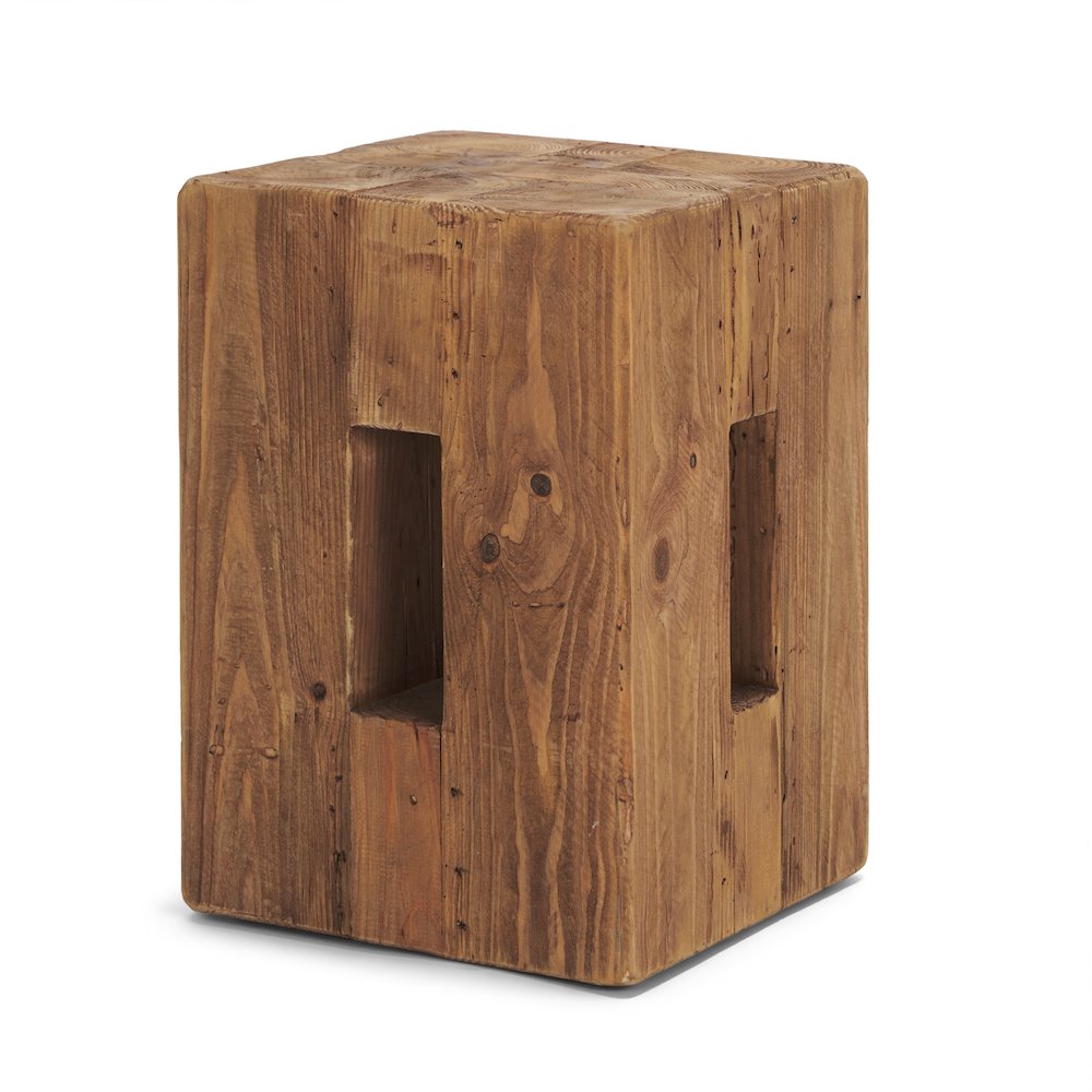 Waylen Natural Wood Block Accent Stool. Picture 1