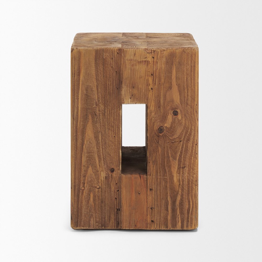 Waylen Natural Wood Block Accent Stool. Picture 5