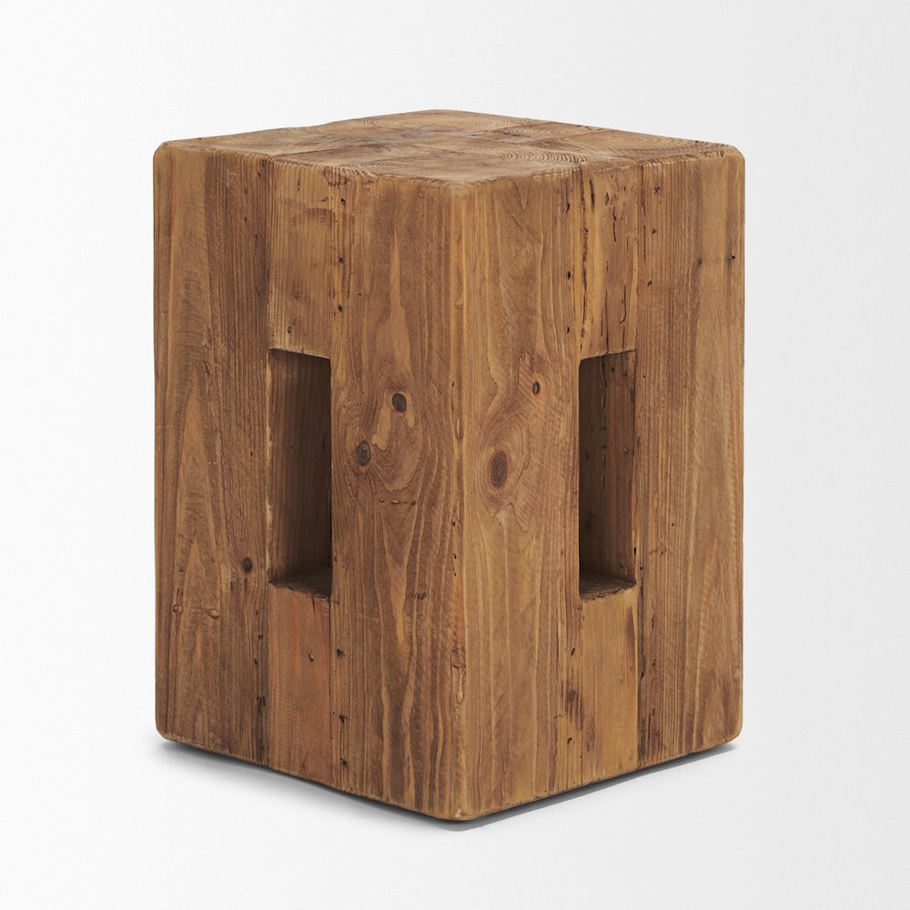 Waylen Natural Wood Block Accent Stool. Picture 6