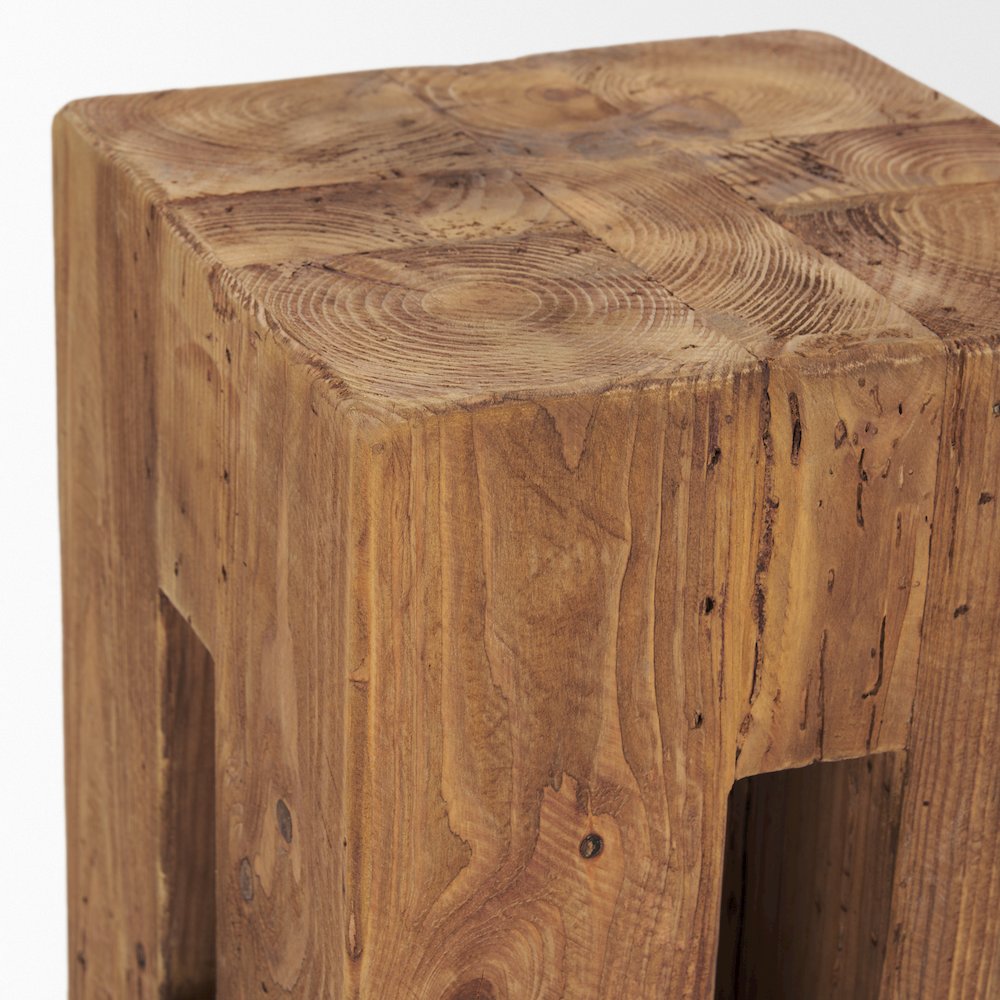 Waylen Natural Wood Block Accent Stool. Picture 7