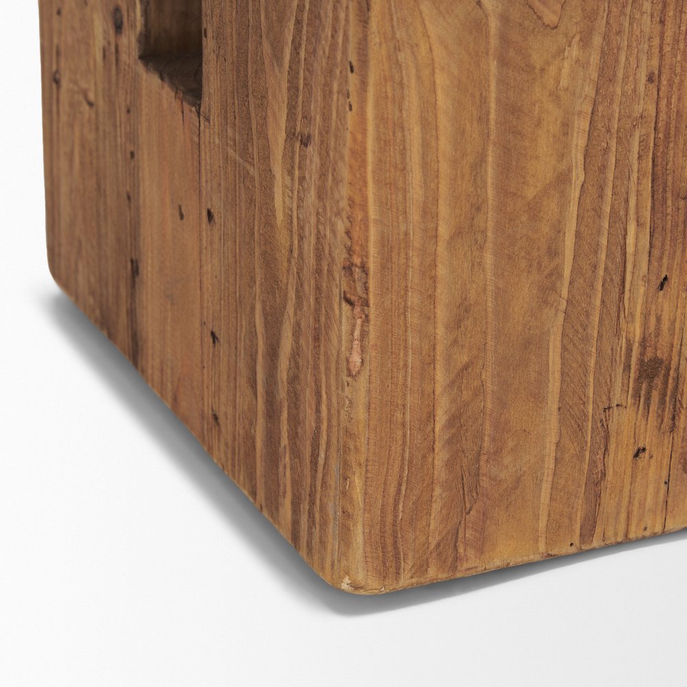 Waylen Natural Wood Block Accent Stool. Picture 9
