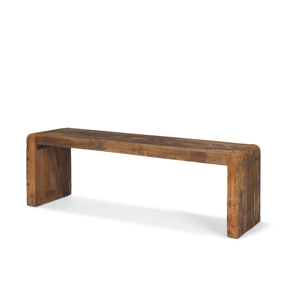 Rustic Brown Reclaimed Wood Bench. Picture 1