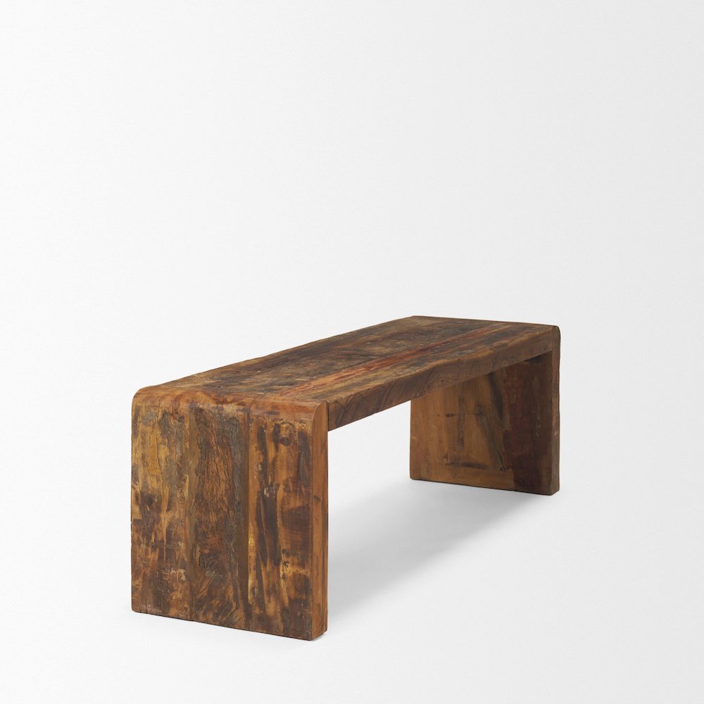 Rustic Brown Reclaimed Wood Bench. Picture 6