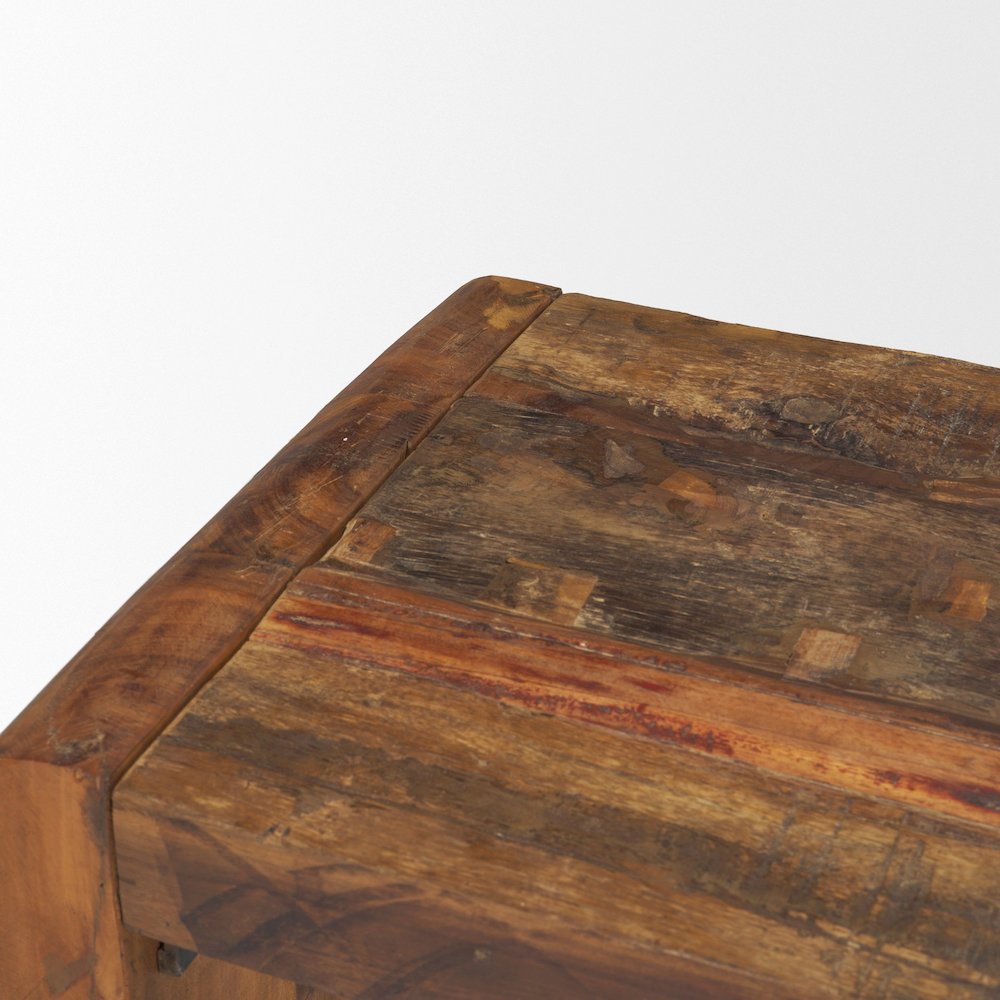 Rustic Brown Reclaimed Wood Bench. Picture 7