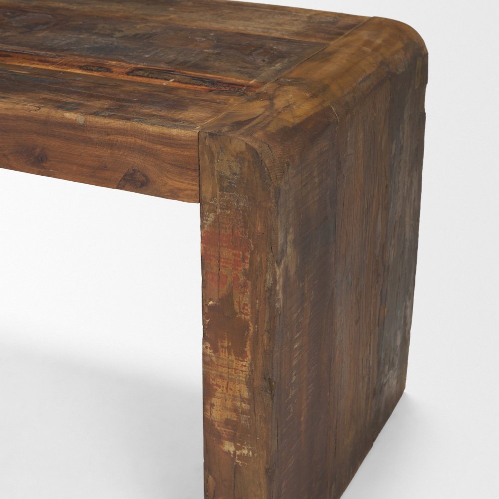 Rustic Brown Reclaimed Wood Bench. Picture 8