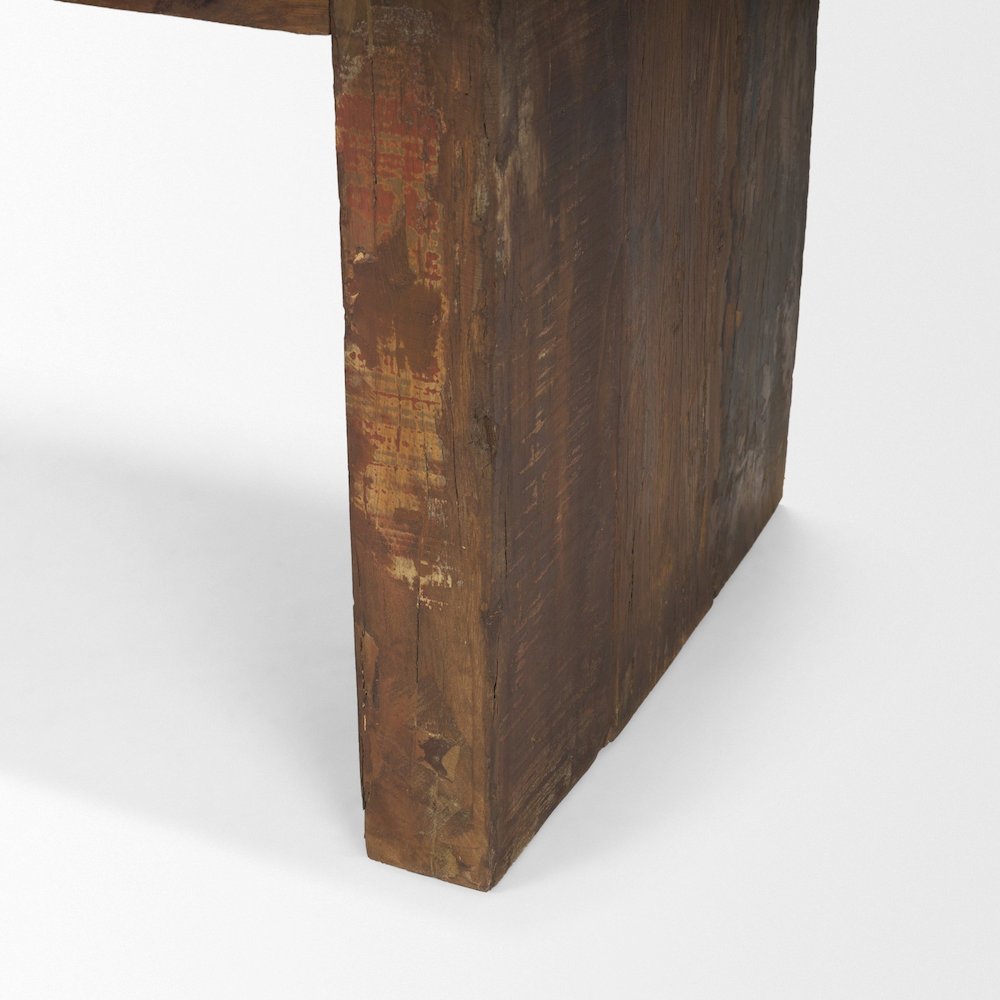 Rustic Brown Reclaimed Wood Bench. Picture 9
