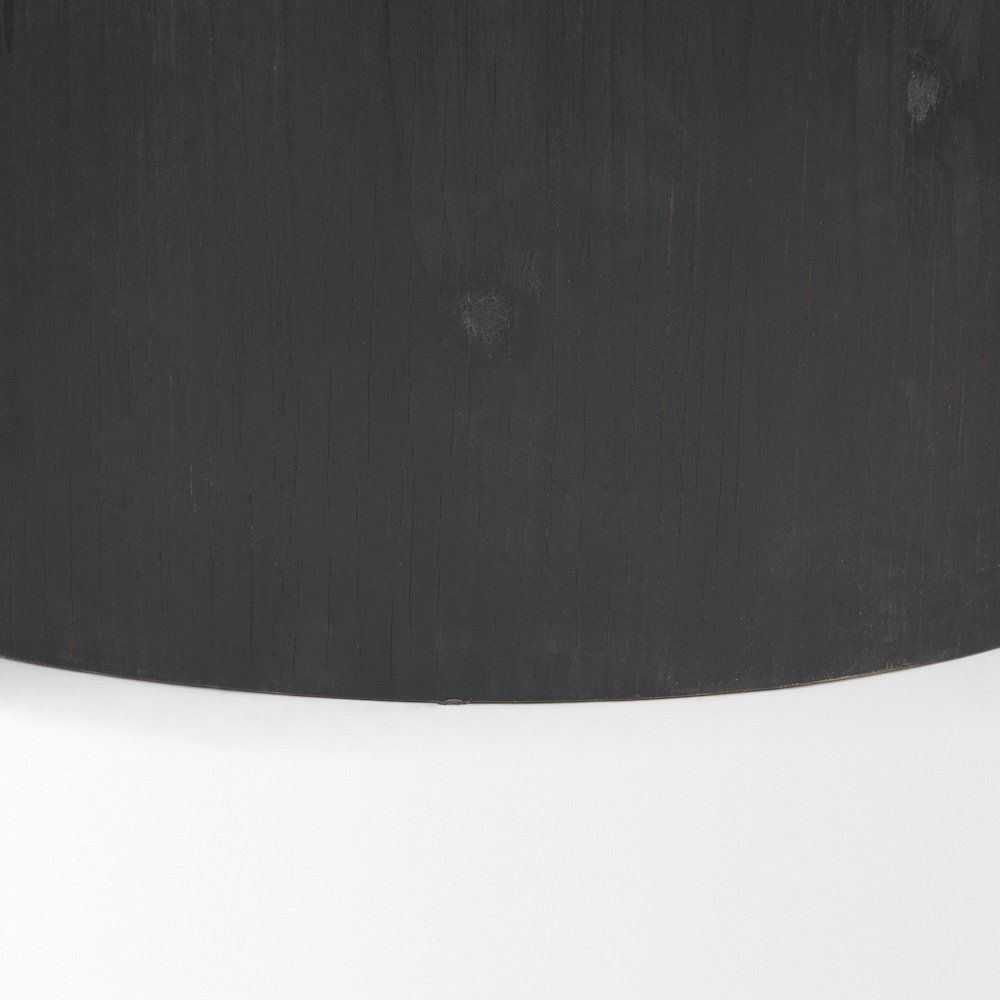 Matte Black Wood Natural Jute Accent Tables. Picture 2