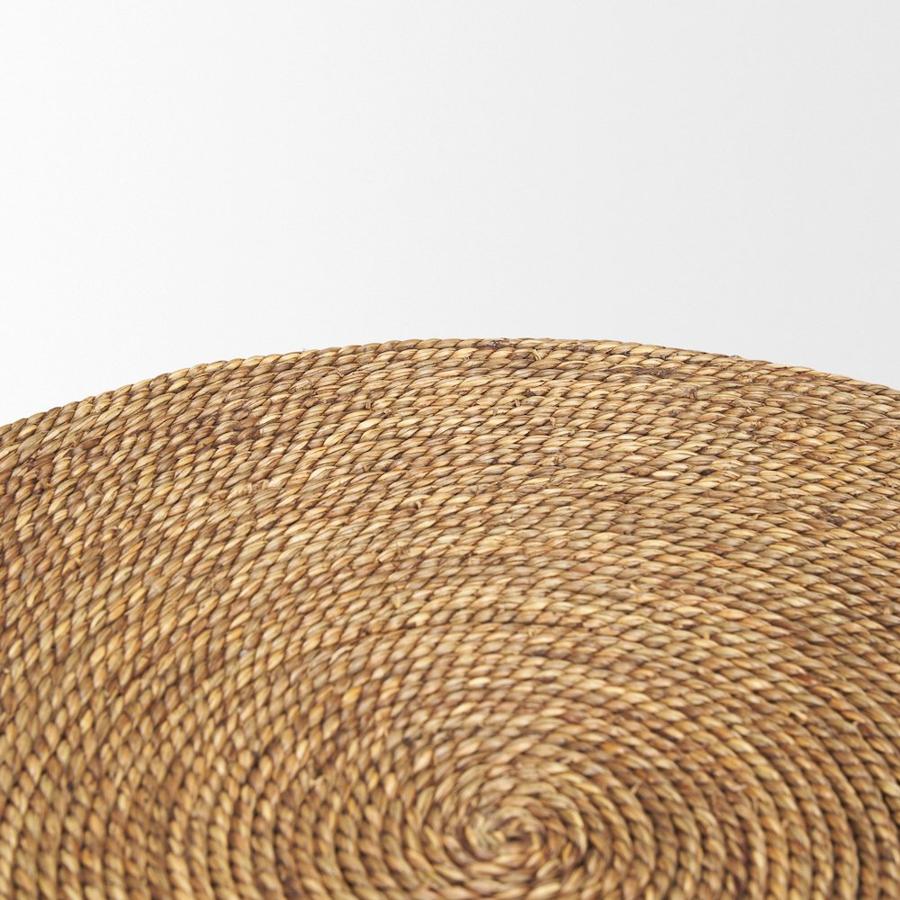Matte Black Wood Natural Jute Accent Tables. Picture 7
