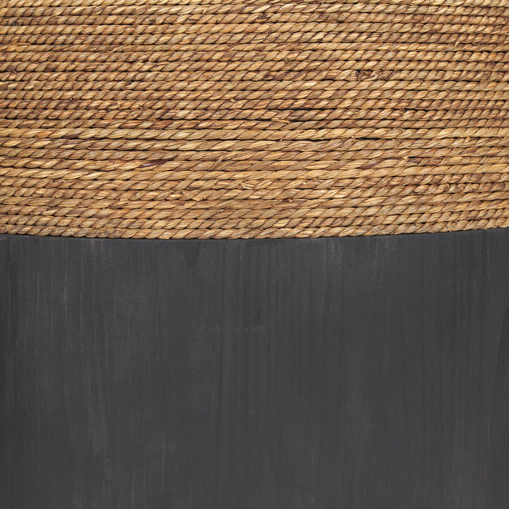 Matte Black Wood Natural Jute Accent Tables. Picture 10