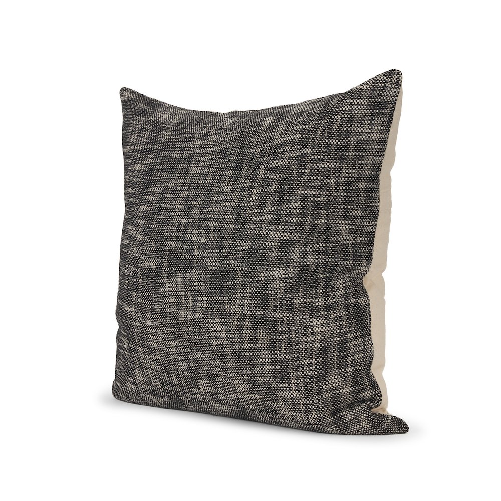 Cream And Black Cotton Decorative Square Pillow Cover. Picture 2