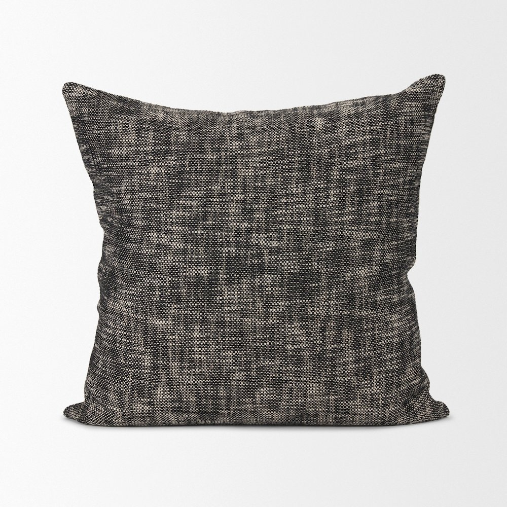 Cream And Black Cotton Decorative Square Pillow Cover. Picture 1