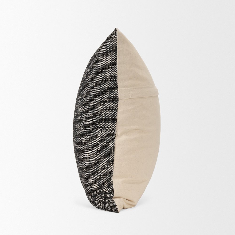 Cream And Black Cotton Decorative Square Pillow Cover. Picture 3