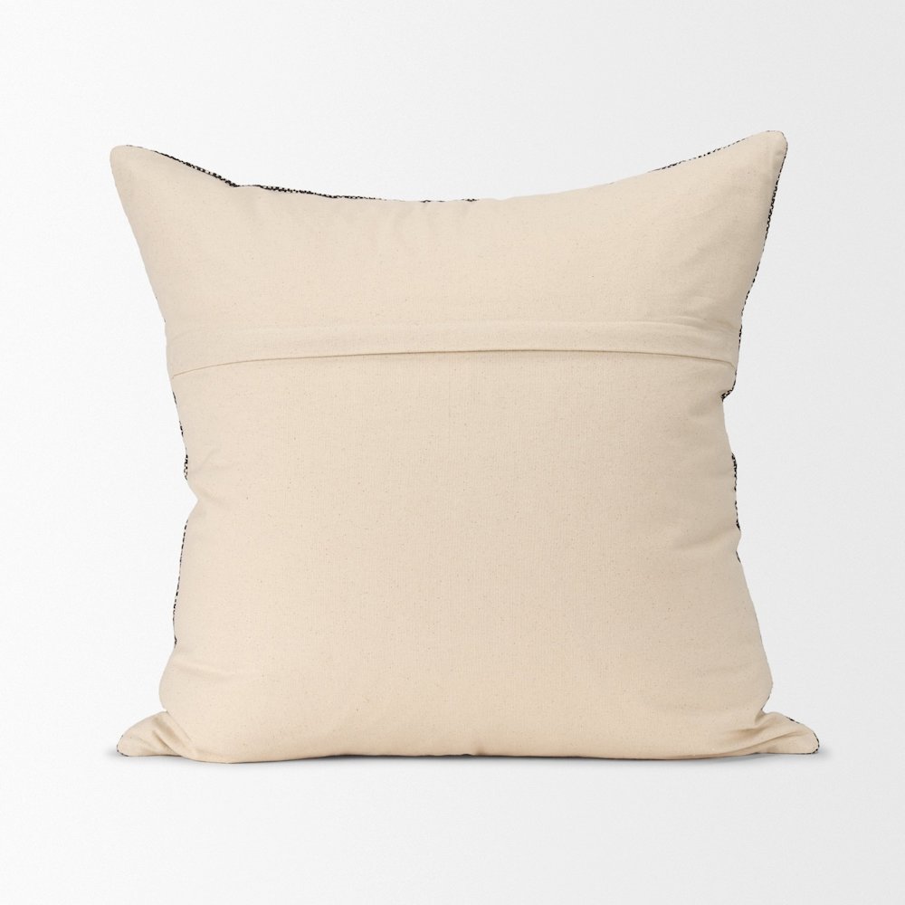 Cream And Black Cotton Decorative Square Pillow Cover. Picture 4