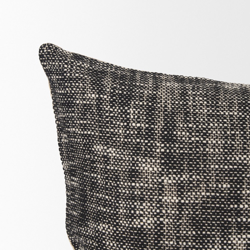 Cream And Black Cotton Decorative Square Pillow Cover. Picture 5