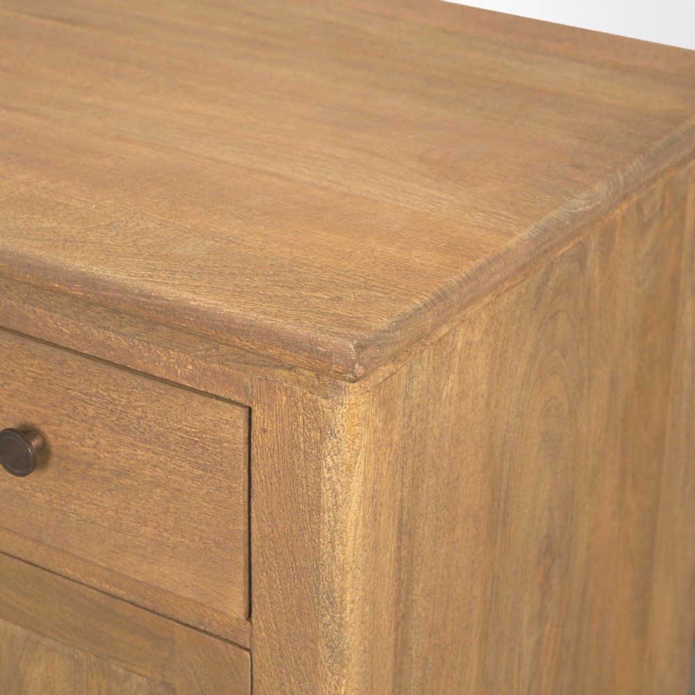 Light Brown Solid Wood Gunmetal Knobs Accent Cabinet 1 Drawer 2 Doors. Picture 2