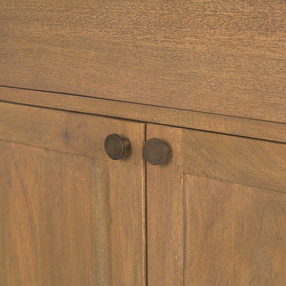 Light Brown Solid Wood Gunmetal Knobs Accent Cabinet 1 Drawer 2 Doors. Picture 3