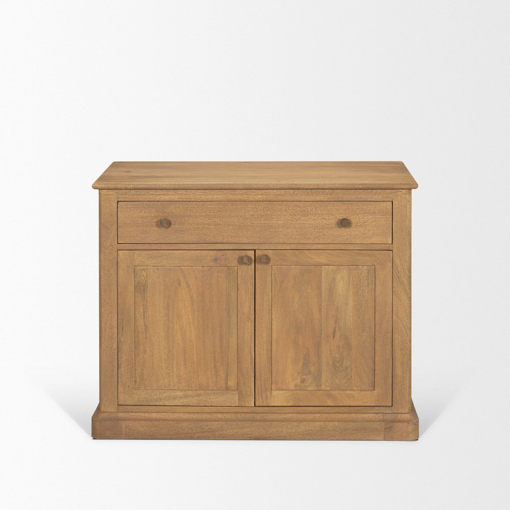 Light Brown Solid Wood Gunmetal Knobs Accent Cabinet 1 Drawer 2 Doors. Picture 8