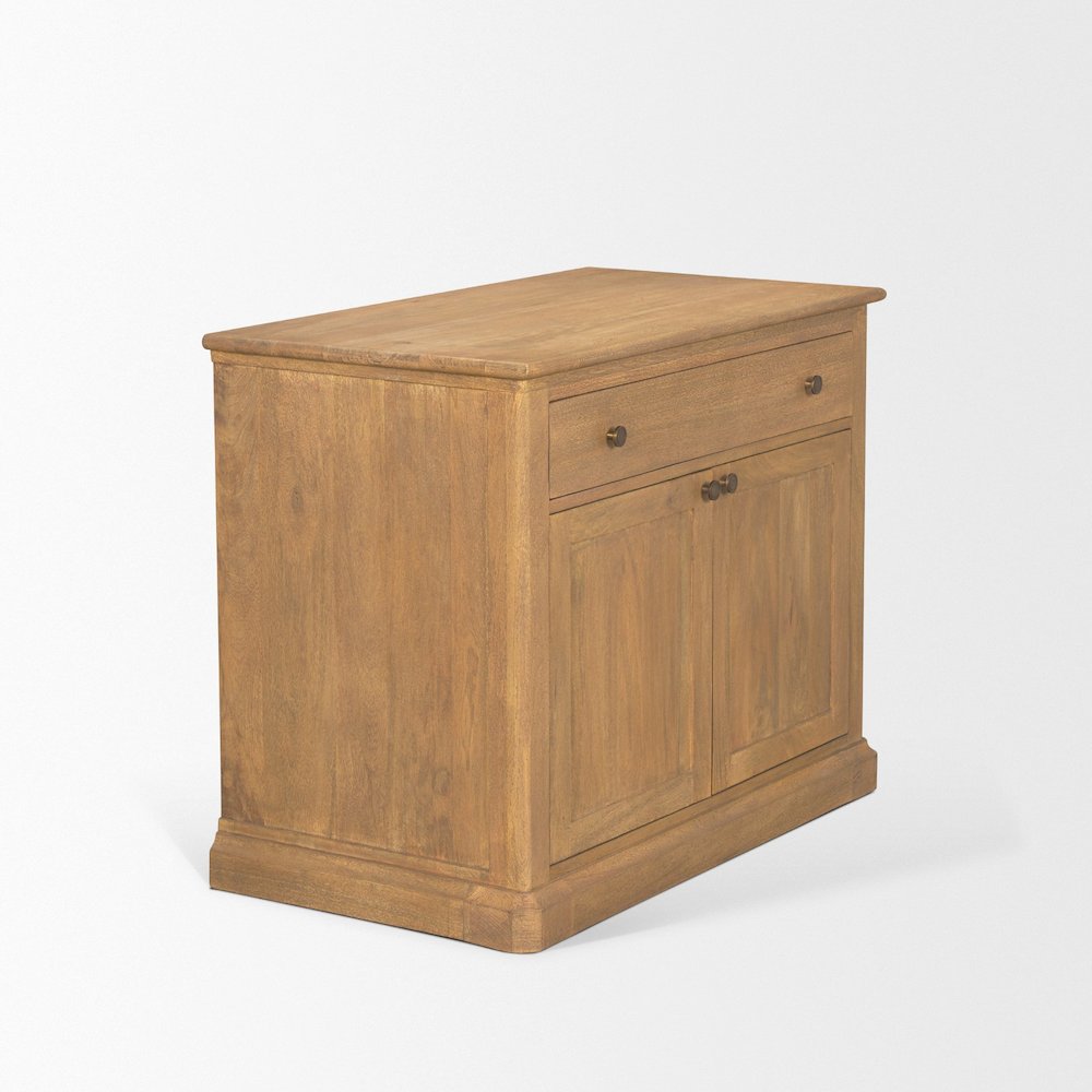 Light Brown Solid Wood Gunmetal Knobs Accent Cabinet 1 Drawer 2 Doors. Picture 11