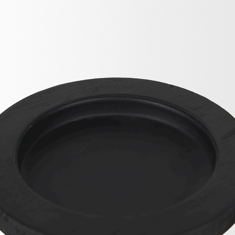 Wanda Matte Black Wood Pillar Candle Holders (Set of 2). Picture 5