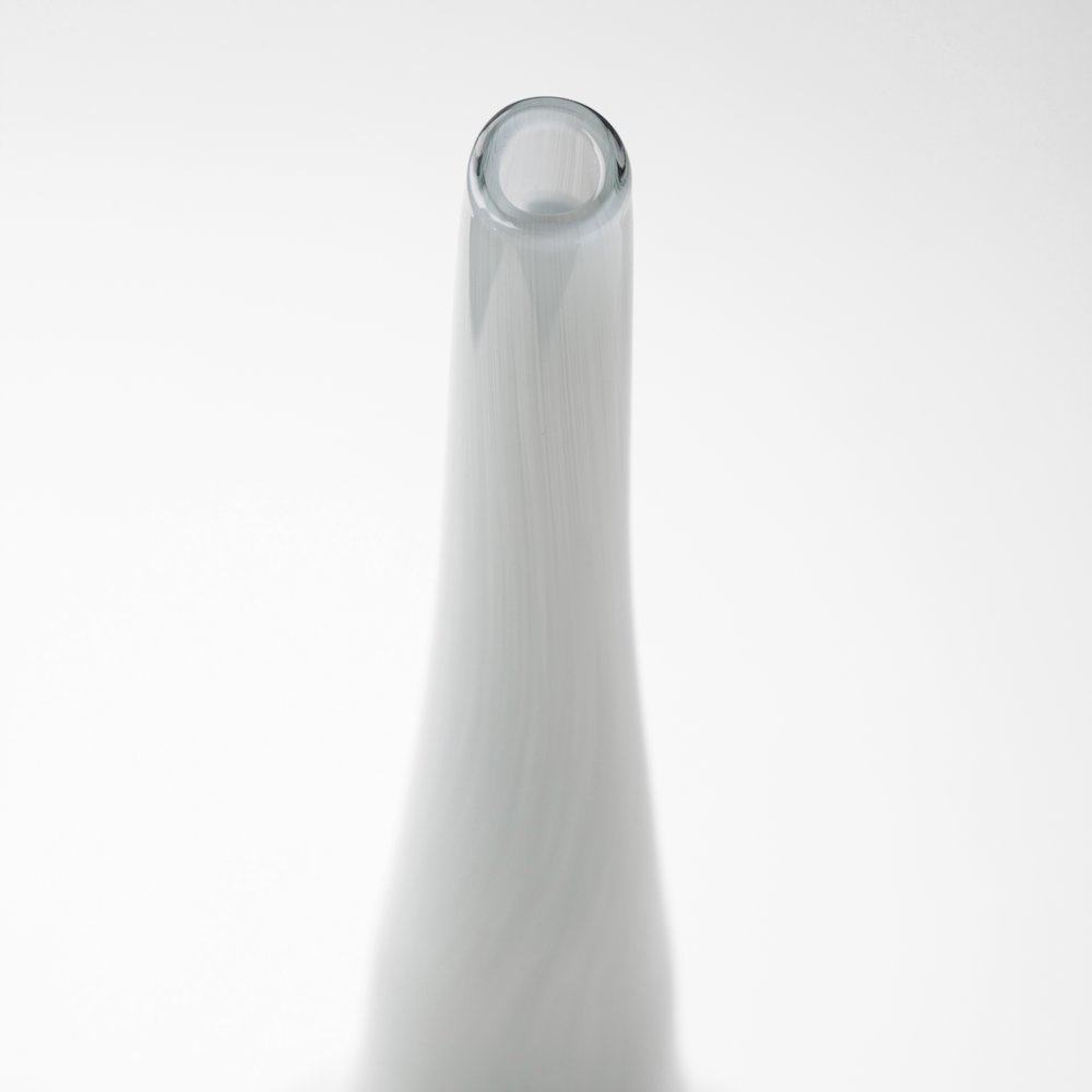 Erie II Tall Two Toned Sky Blue Dark Brown Blown Glass Vase. Picture 4