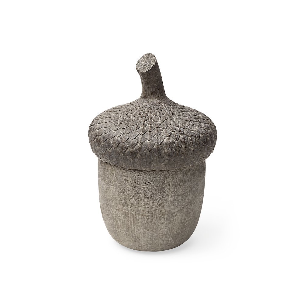 Mandor I (Small) 6L x 6W Brown Resin Acorn Box. Picture 1