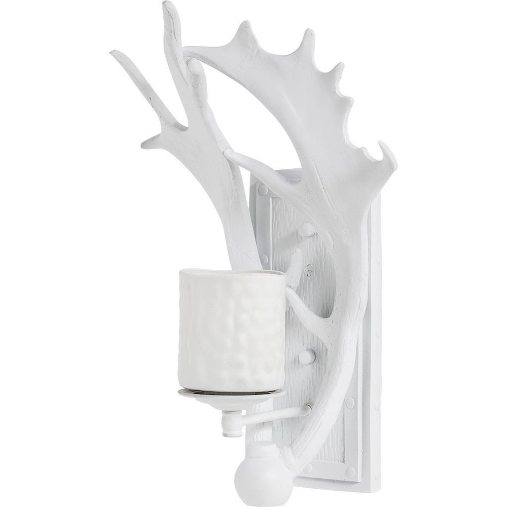 Rockland 8x19.5 White Resin Antlers Wall Sconce. Picture 1