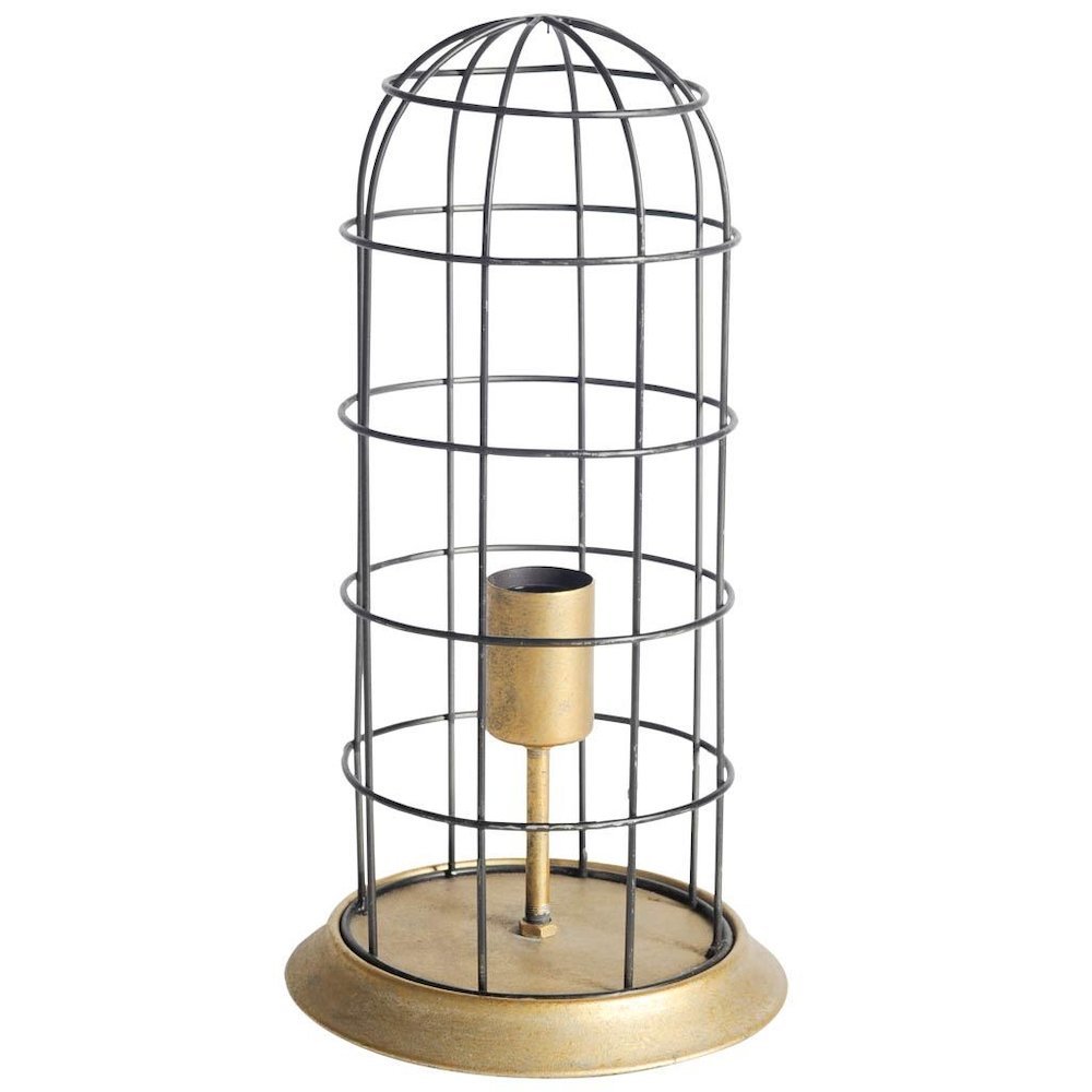 Carkner I (38"H) Gun-Metal Grey Cylindrical Metal Cage Table Lamp. Picture 1